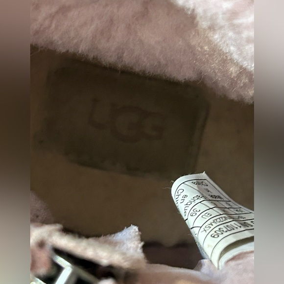 UGG Pink Fluff Punk Bomber Ankle Boots with Fur Trim Size 8 - Picture 9 of 11